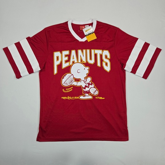 Peanuts Other - Peanuts Charlie Brown Football Jersey Style Shirt Red White Size Large NWT
